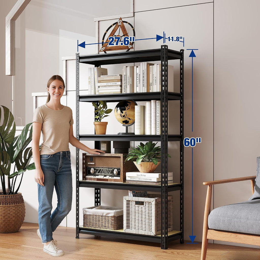 5-Tier Heavy Duty Black Storage Shelf