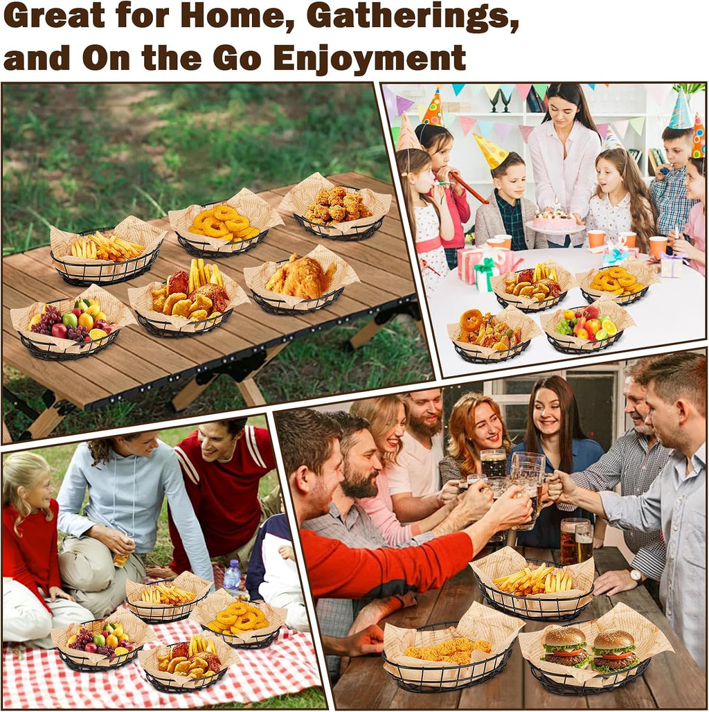 6 Pack Oval Metal Wire Serving Baskets
