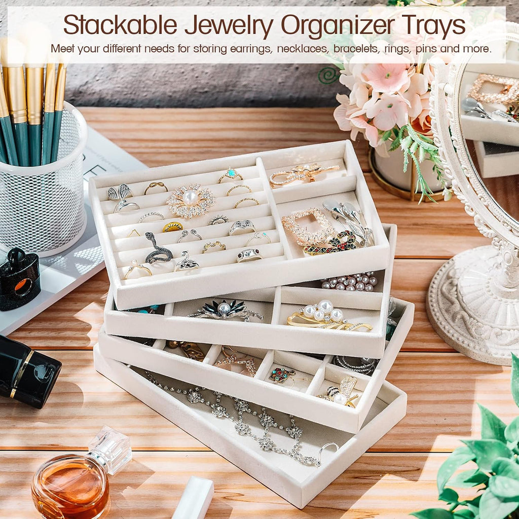 16 Pack Velvet Jewelry Storage Trays