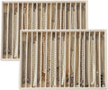 2 Pack 16-Grid Beige Velvet Jewelry Trays