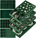 8 Pack Green Velvet Jewelry Trays