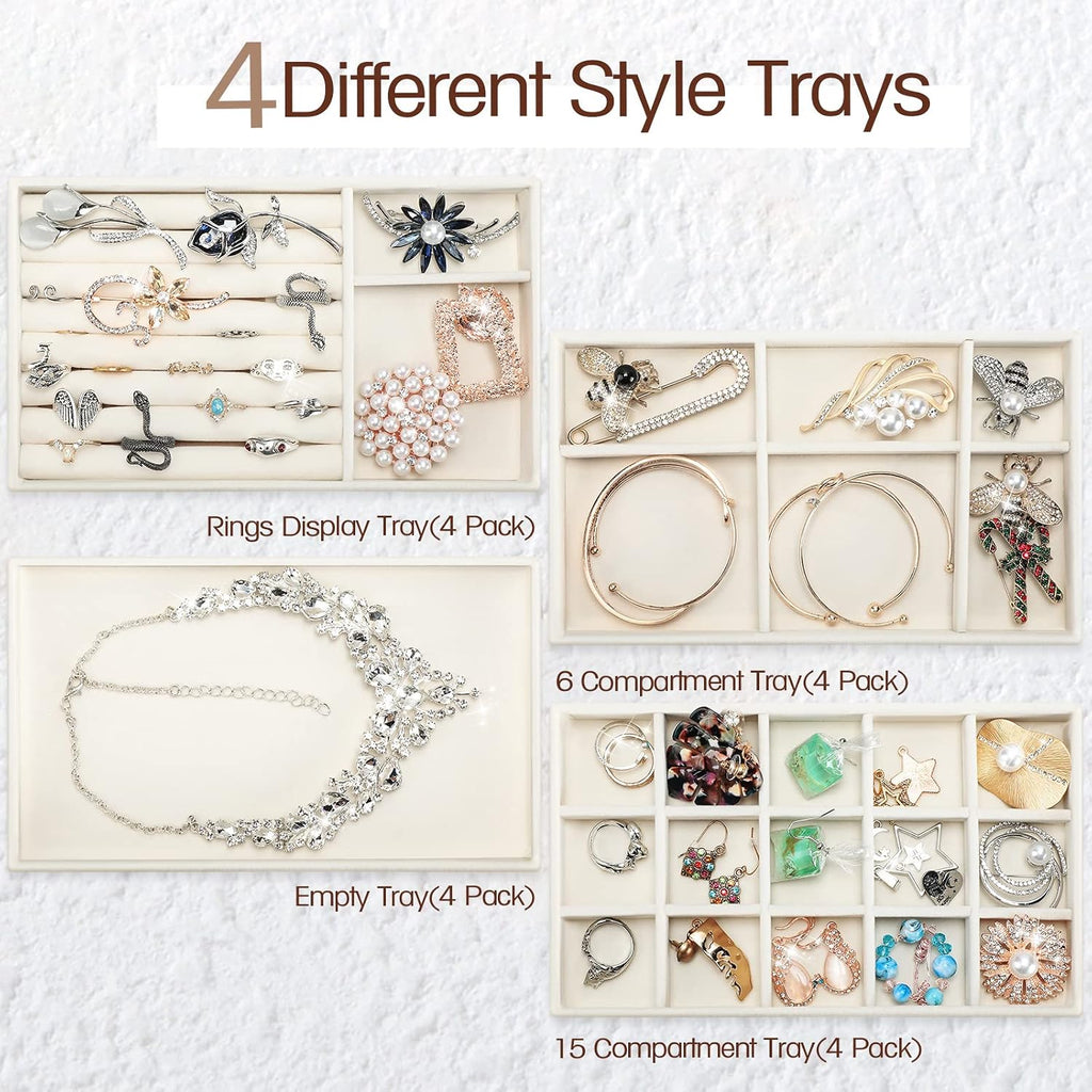 16 Pack Velvet Jewelry Storage Trays