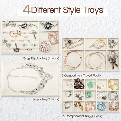 16 Pack Velvet Jewelry Storage Trays