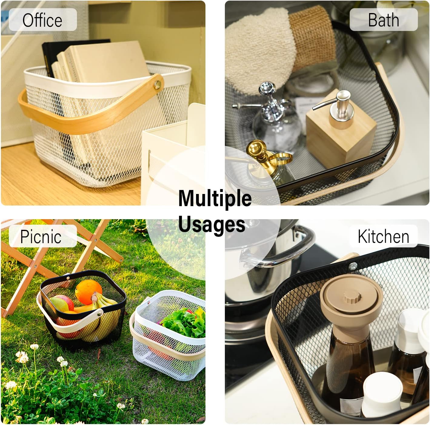 Black Square Mesh Harvest Storage Basket