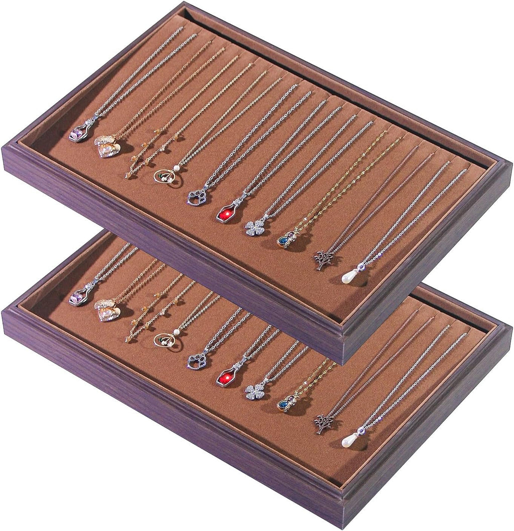2Pcs Wood Jewelry Storage Tray