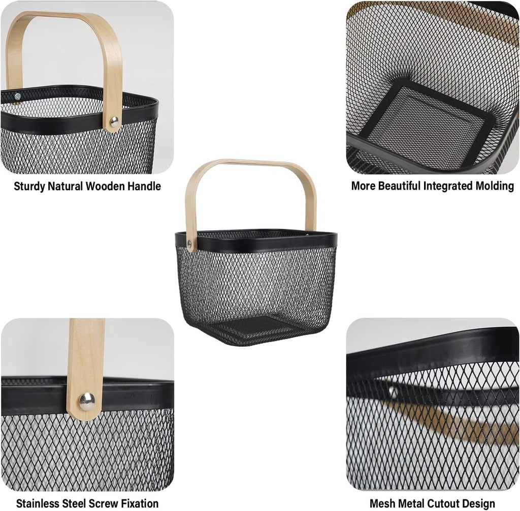 Black Square Mesh Harvest Storage Basket