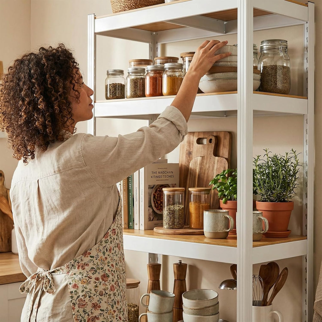 5 Tier White Metal Storage Rack