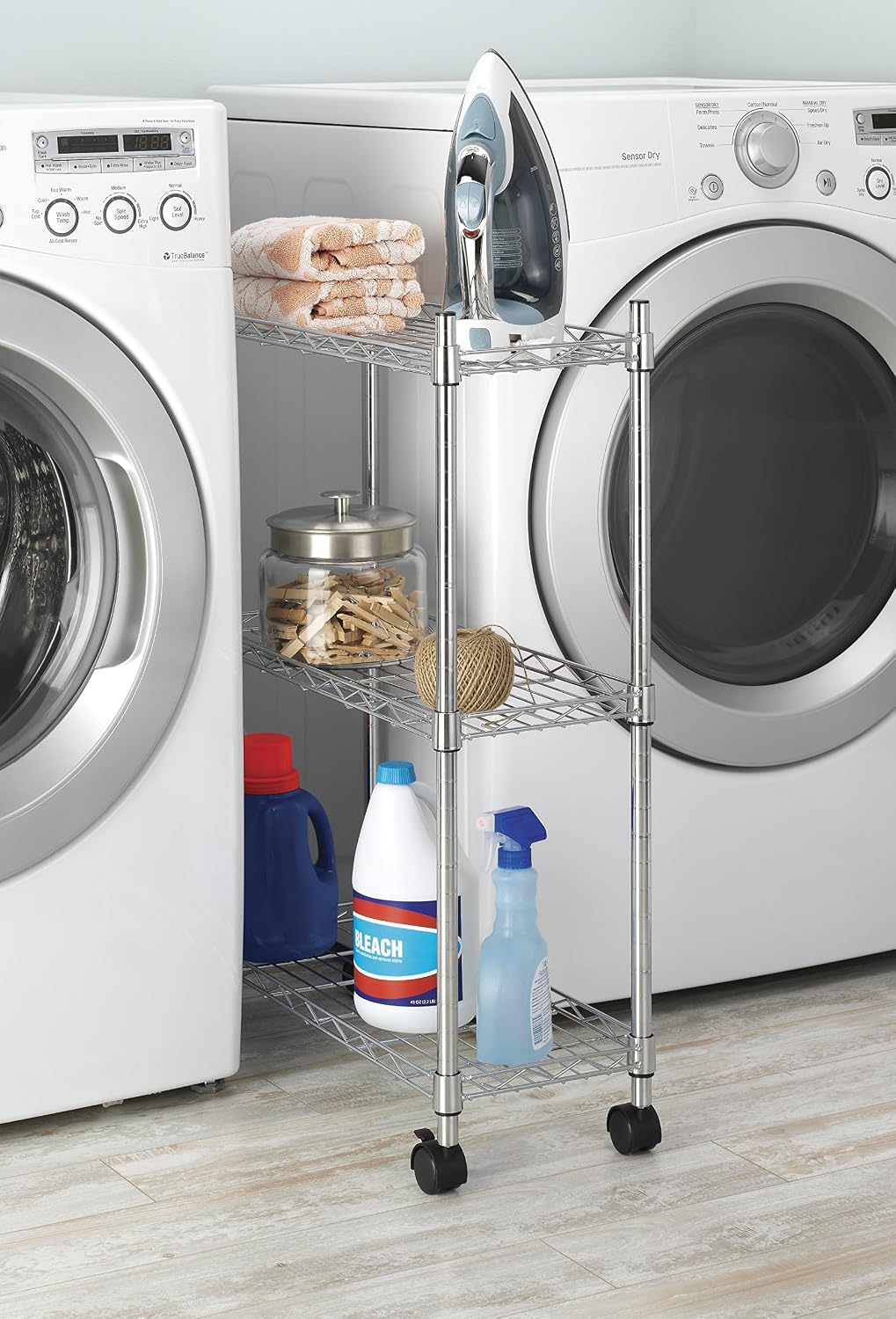 3 Tier Chrome Rolling Storage Shelves