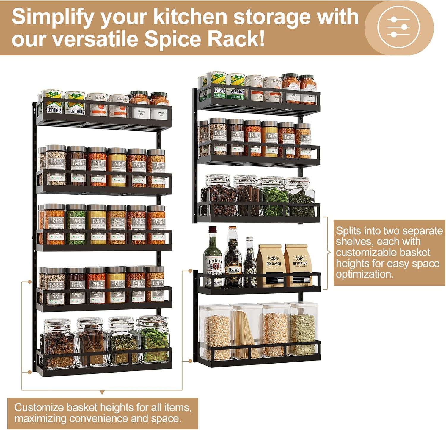 5 Tier Wall Mount Spice Rack