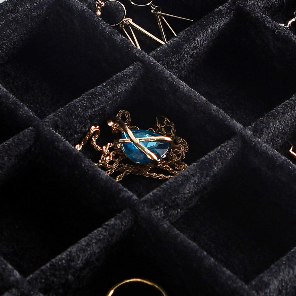 2 Pack Black Velvet Jewelry Storage Trays