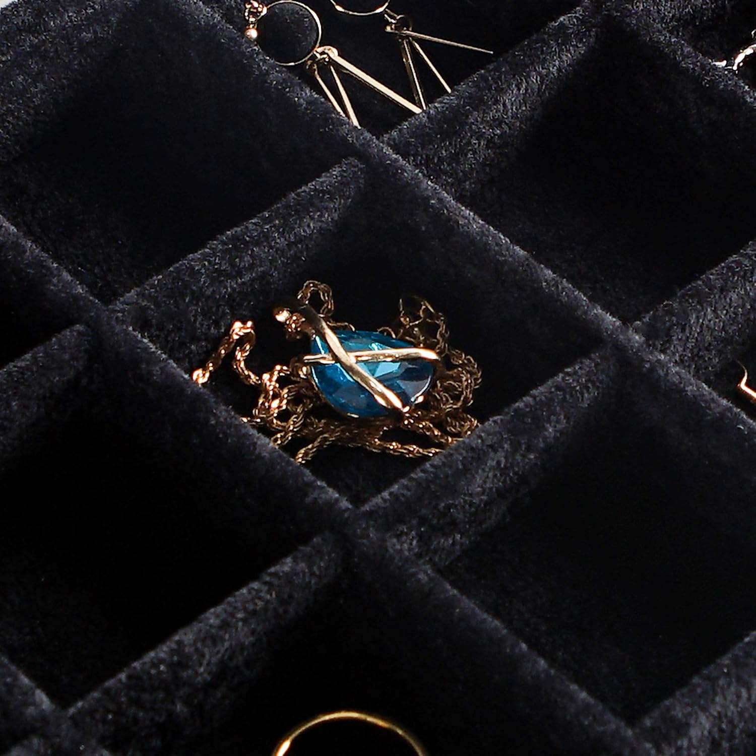 2 Pack Black Velvet Jewelry Storage Trays