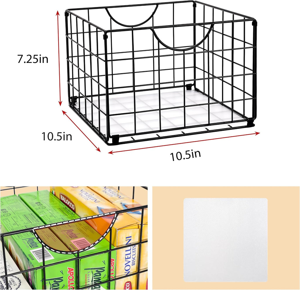 6 Pack Foldable Black Wire Storage Baskets