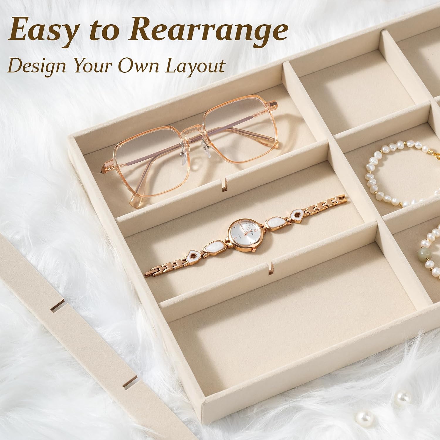 2Pcs 12 Grid Velvet Jewelry Trays